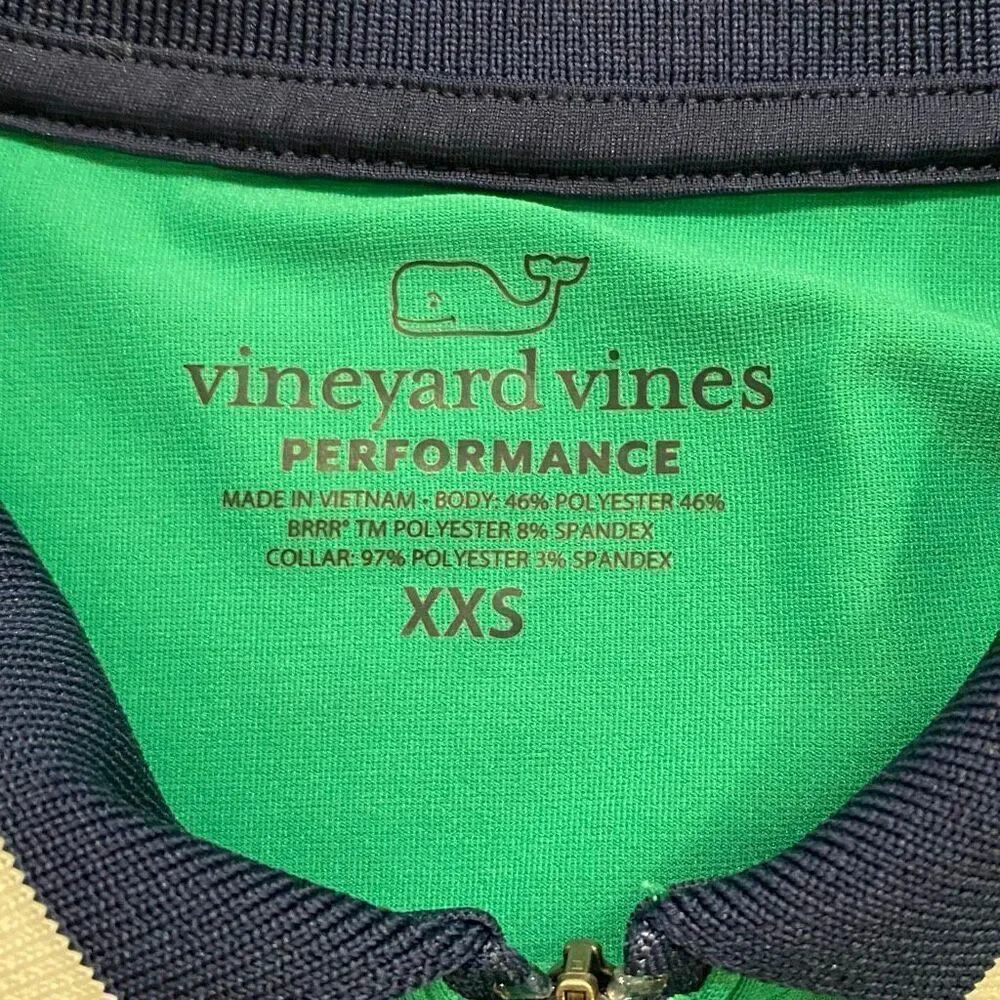 Vineyard Vines Performance Polo XXS – Green Zip Front Active Shirt